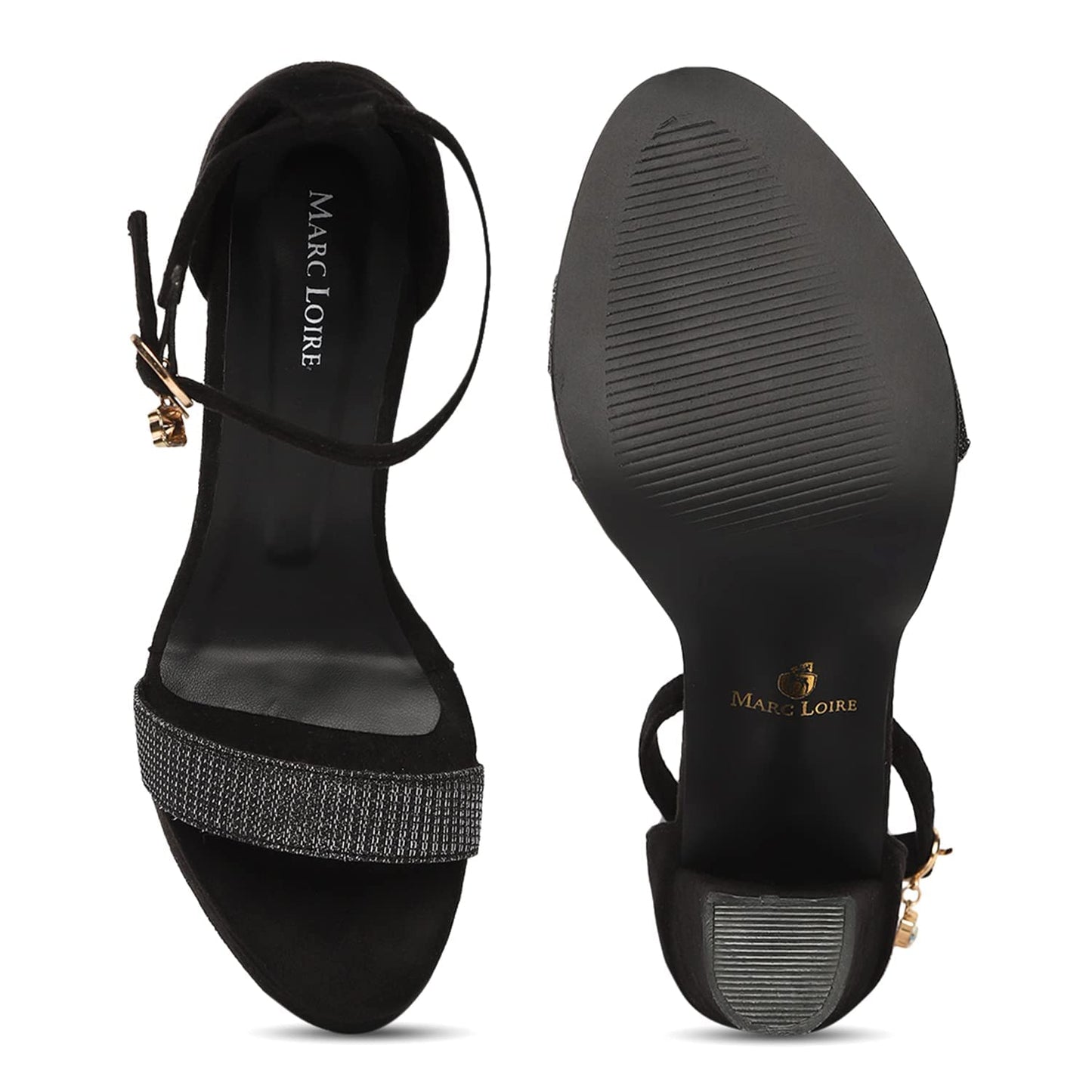 Marc Loire Women's Black High Heels Fashion Sandals for Party and Formal Occasions UK 6