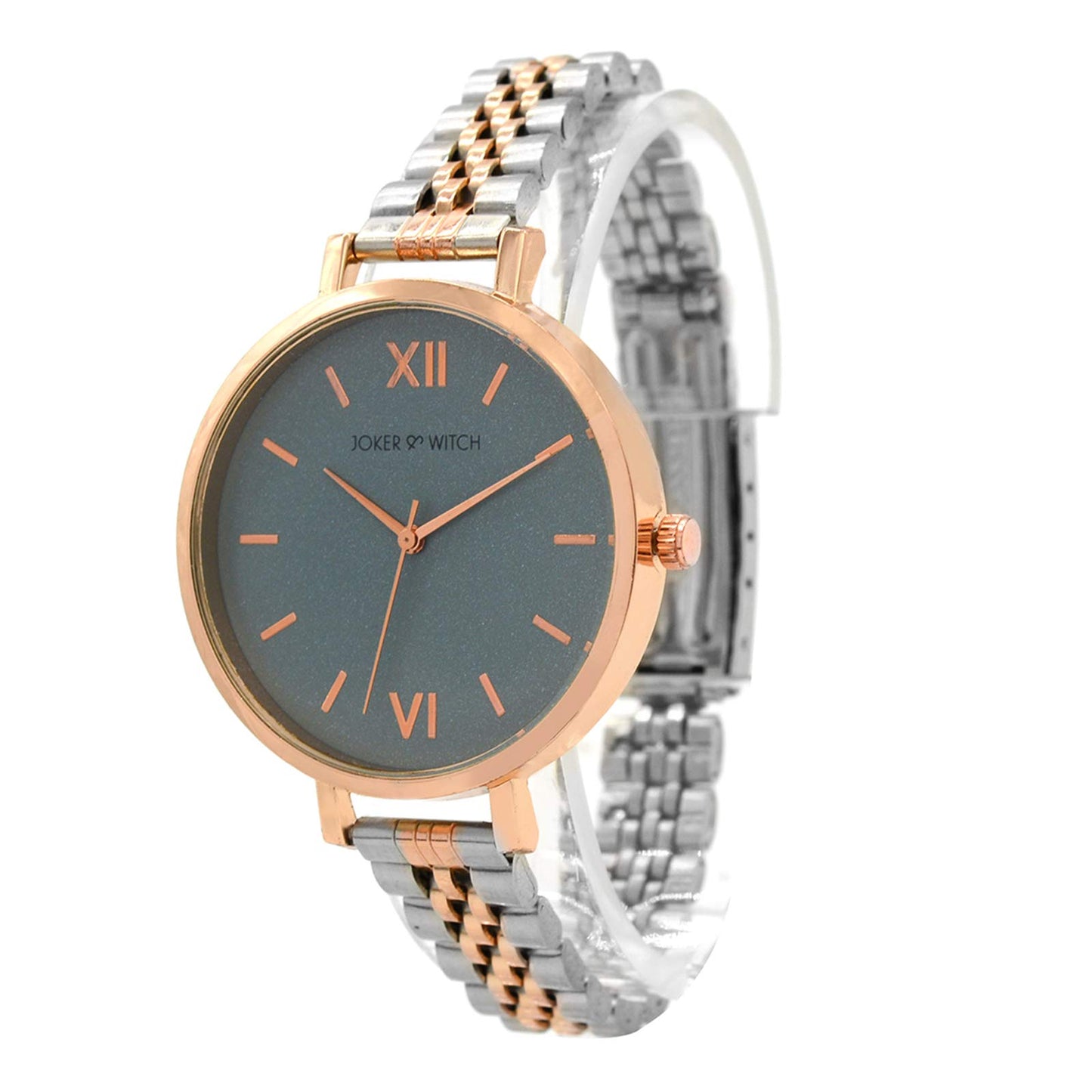 Joker & Witch Stainless Steel FAE Grey Dial Rosegold Analogue Watch Bracelet Gift Set for Women, Gray Band