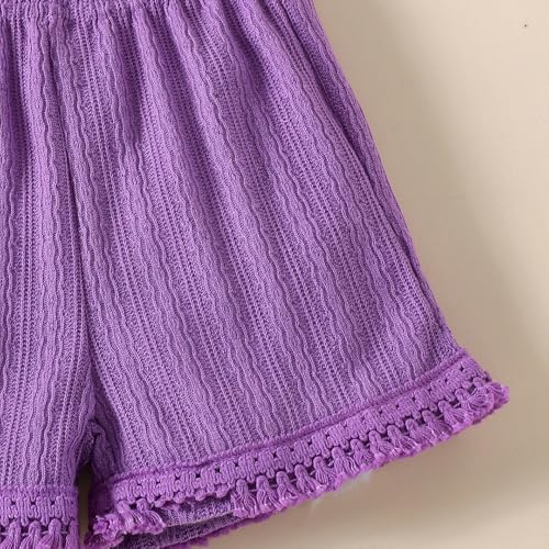 Hoscotch Girls Textured Purple Sleeveless Short Set For Ages (3-4 Years)