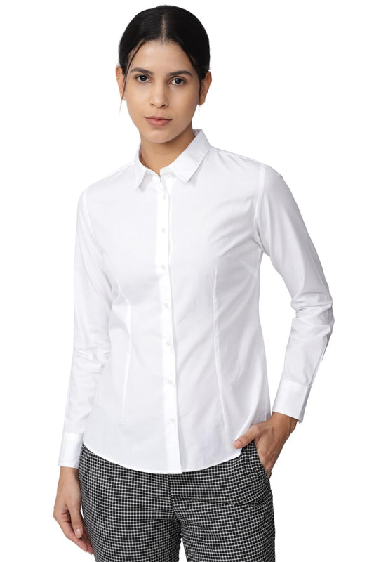 Van Heusen Cotton Women's Solid Regular Fit Shirt (VWSFCRGFW79450_White