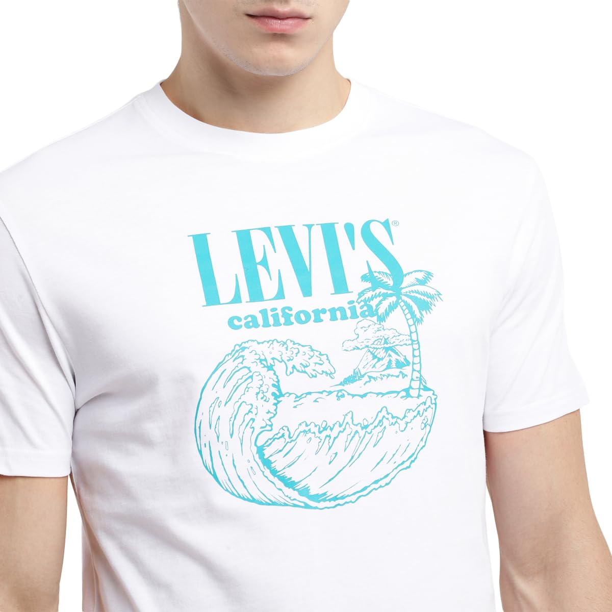 Levi's Men's Crew Neck Regular Fit Graphic T-Shirts White