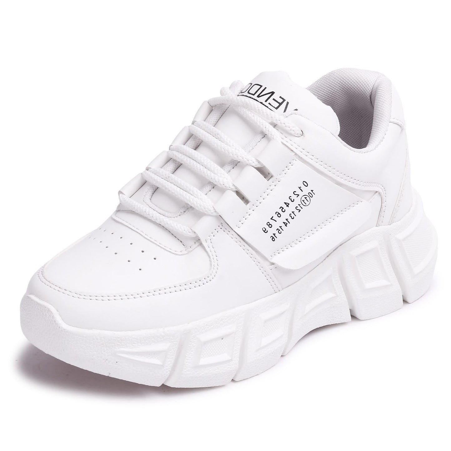 LENSBURY Women's Shoes for Walking Gym Training, Casual, Sports, Slip-On, Lightweight Lace up Athletics Slipon Running Sneaker for Ladies and Girls LBCNV6102WT-41 White