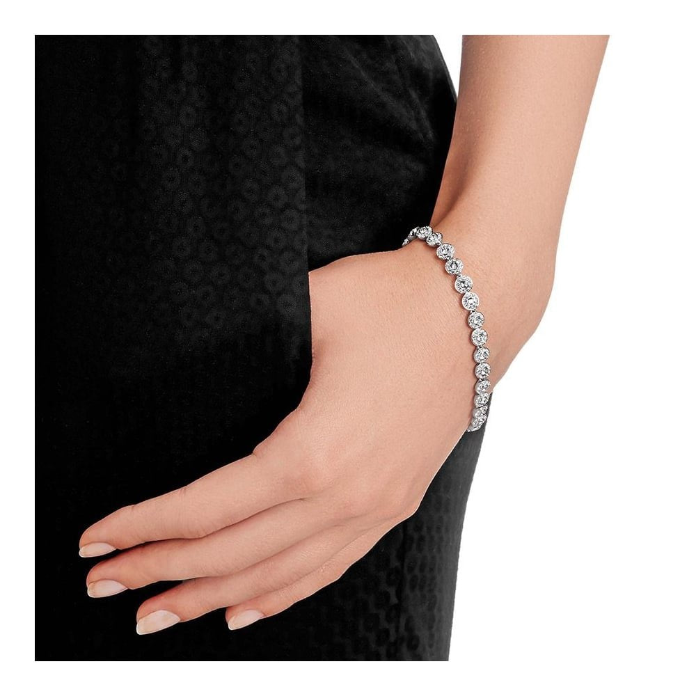 Swarovski Una Angelic bracelet, Round cut, Pavé, Small, White, Rhodium plated