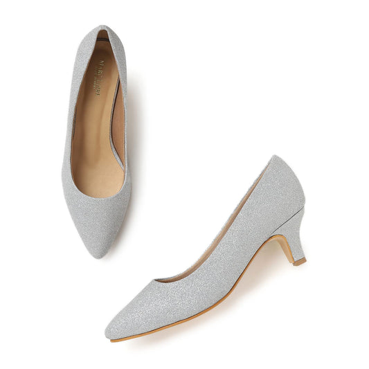 Marc Loire Women Silver Embellished Pumps Heels for Office, Party and Formal Occasions (Silver, Numeric_5)