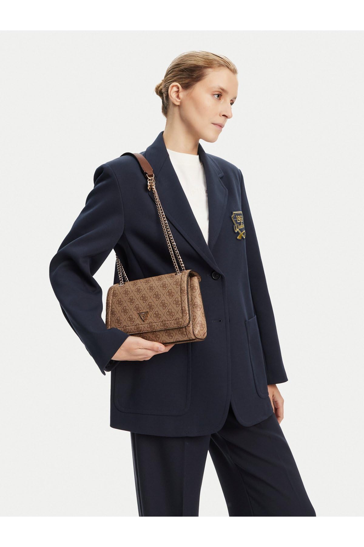 GUESS Brown Printed Noelle Convertible Flap Crossbody Bag