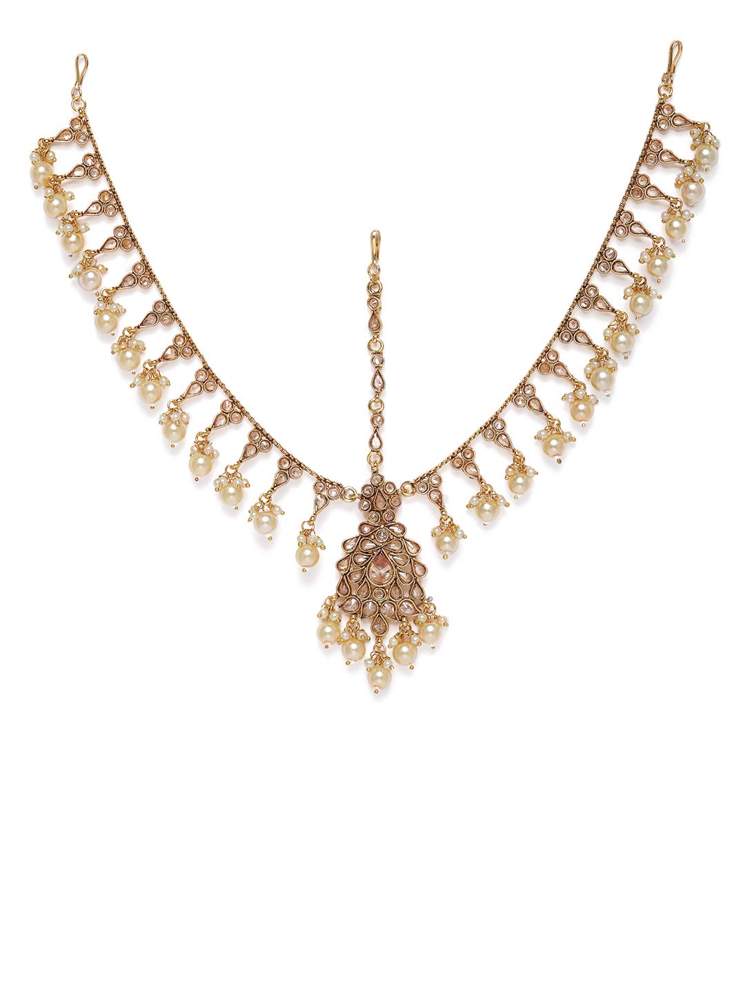 AccessHer Gold-Plated Antique Embellished with pearls Maatha Patti for women and girls