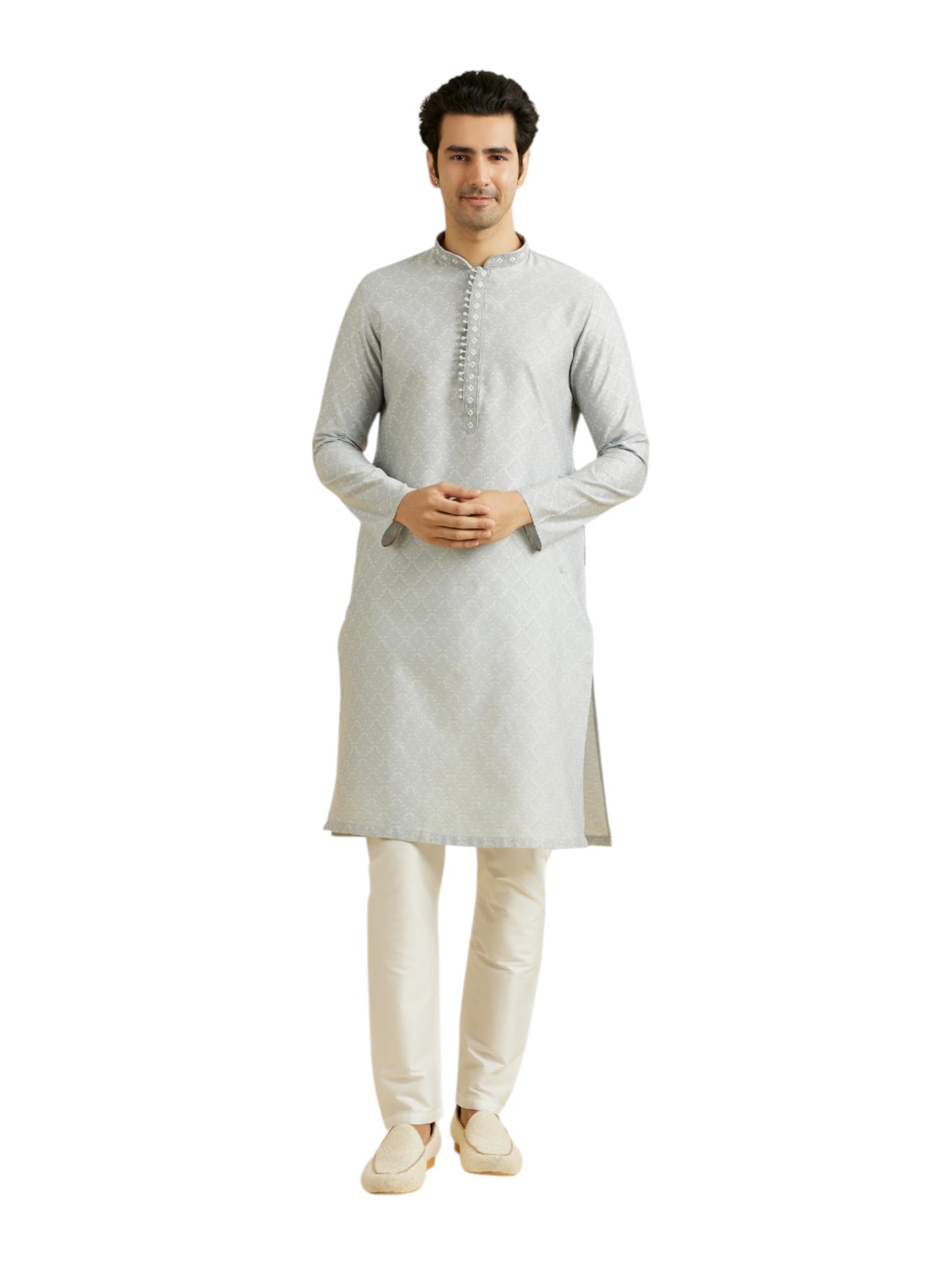 Manyavar Men's Viscose Blend Self Design Kurta Pyjama Set (2pcs)