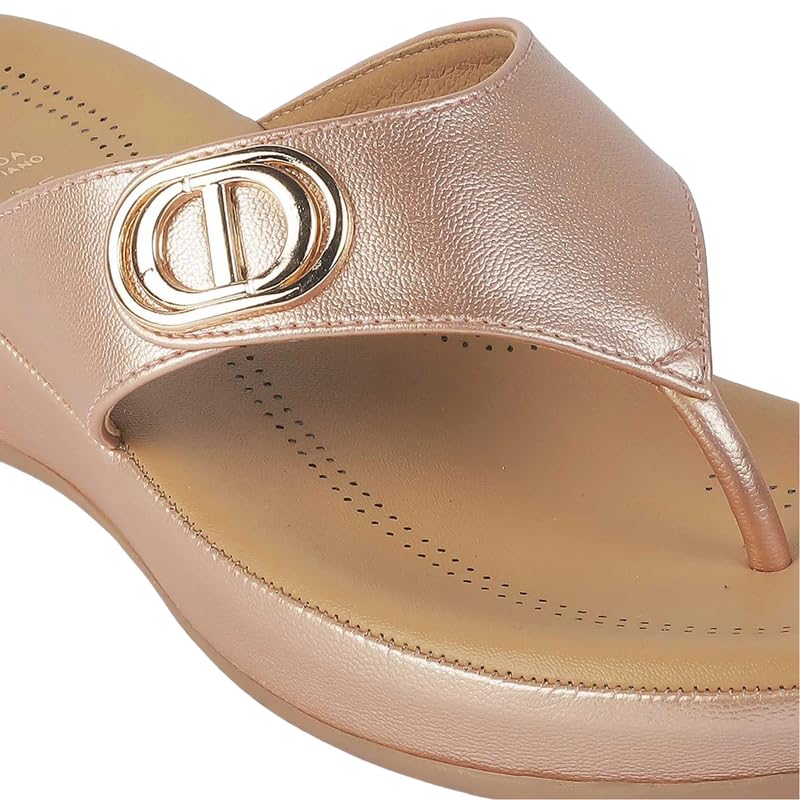 tresmode Vantaa Women's Champagne Dress Platform Vegan Friendly Leather Flats | TPR Sole in Size 3 UK / 36 EU