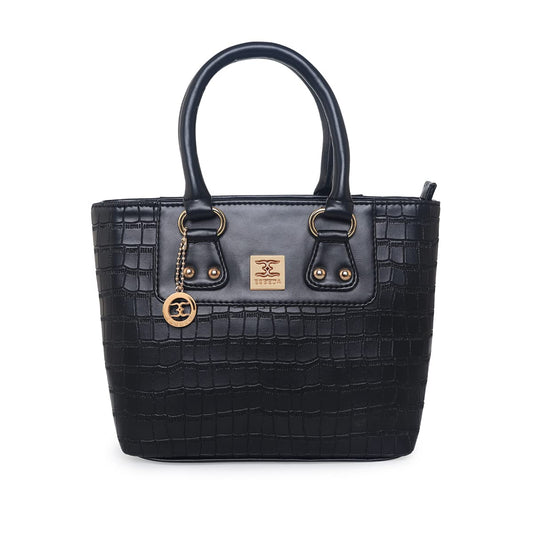 ESBEDA Black Color Solid Pattern Croco Small Size Handbag For Women