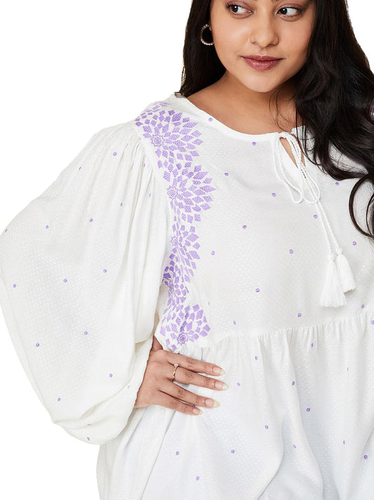 Max Plus Size Women Embroidered Top (EMB3201PIVORY)_3XL 20