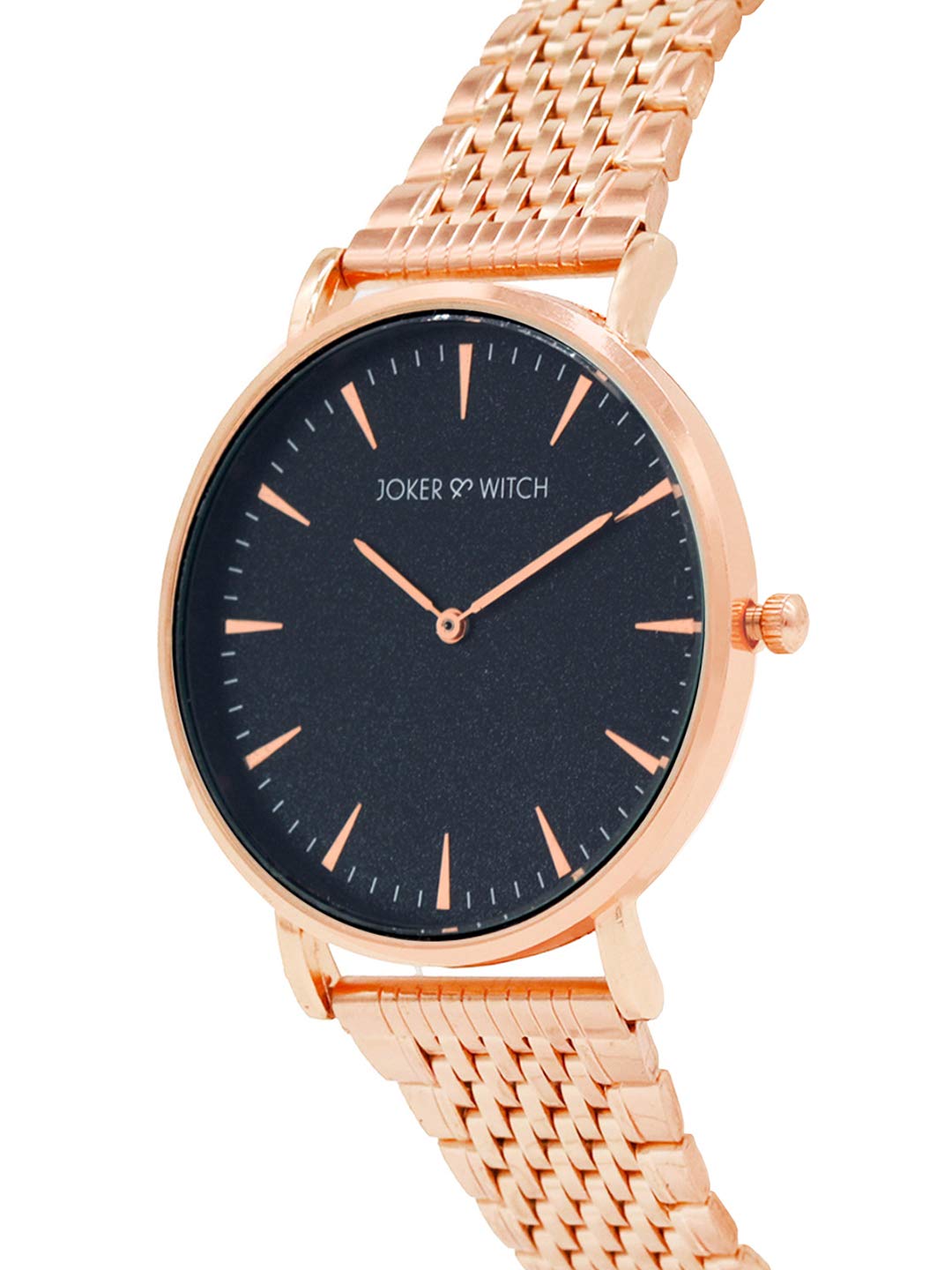 Joker & Witch Aimée Black Dial 20mm Rose Gold Stainless Steel Watch for Women