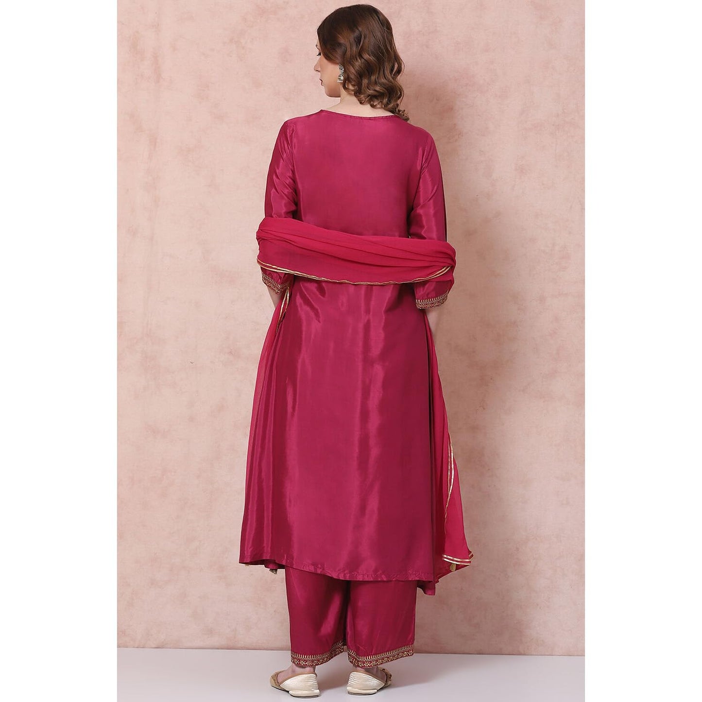 Rangriti Women Wine Viscose A Line Kurta Set_32