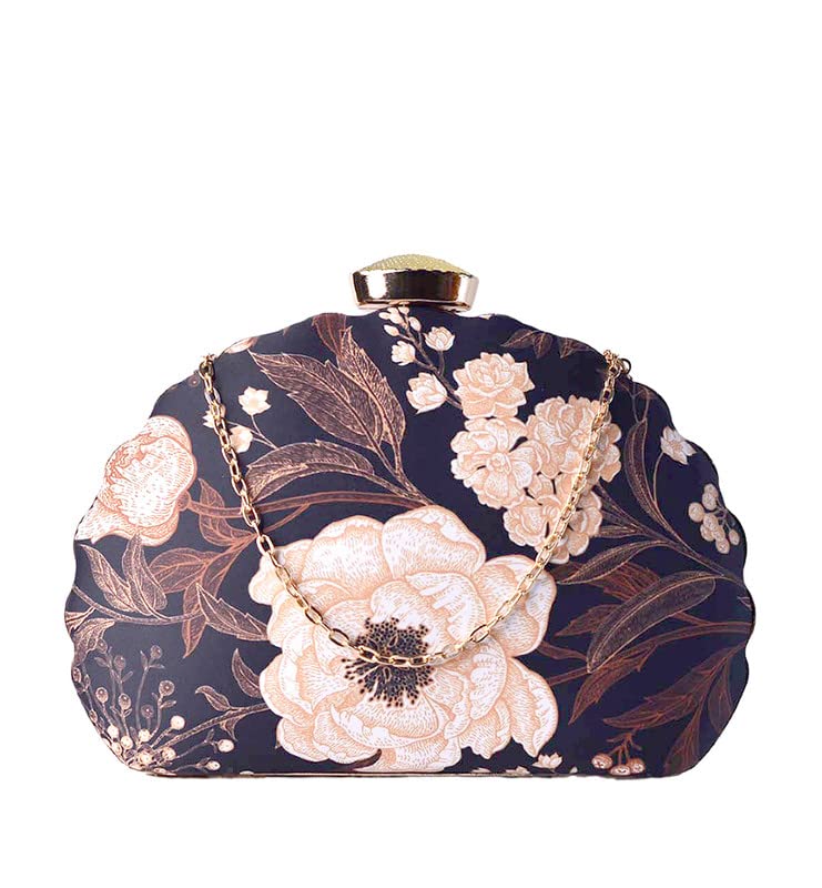 Artklim Bold Black Floral Printed Clutch