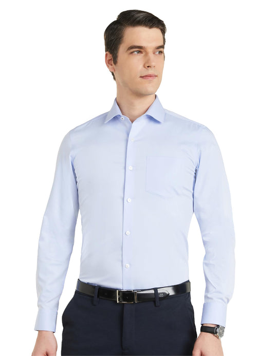 Symbol Premium Men's Cotton Non-Iron Formal Shirt (Regular Fit | Solid) (SP-S24-M-FS-02_Blue_42)