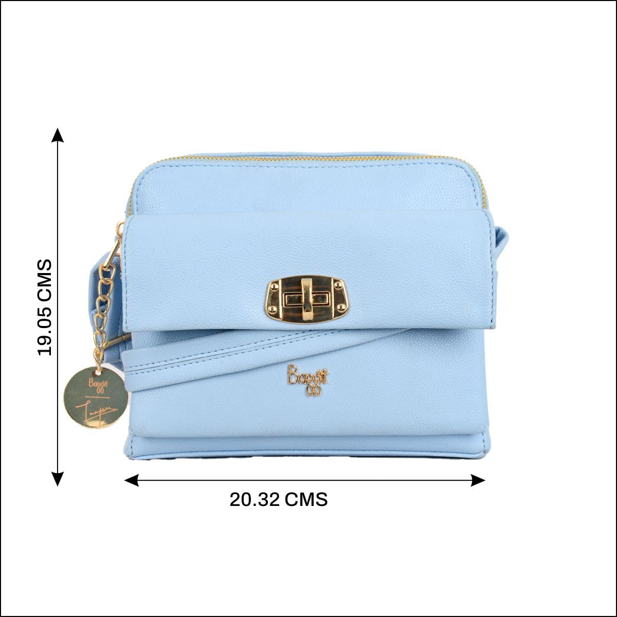 Baggit Women Blue Sling Bag XS Size | Ladies Stylish Casual Cross Body Purse Handbag