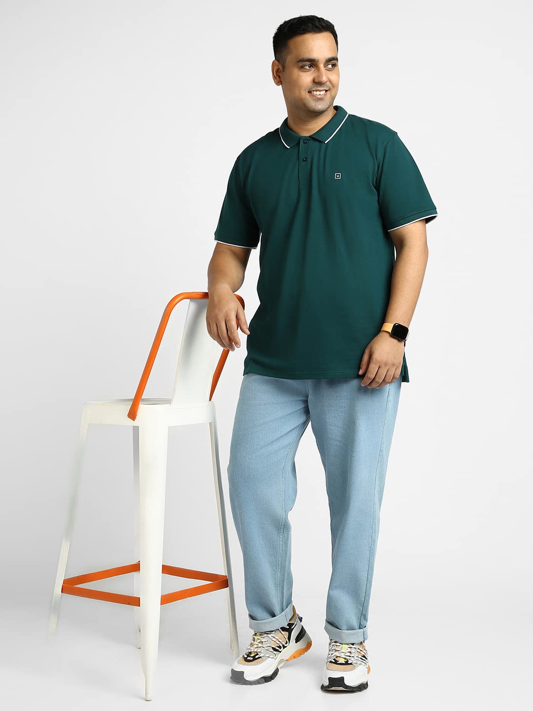 Urbano Plus Men's Green Solid Regular Fit Half Sleeve Cotton Polo T-Shirt (pluspolosolp-034-drgreen-3xl)
