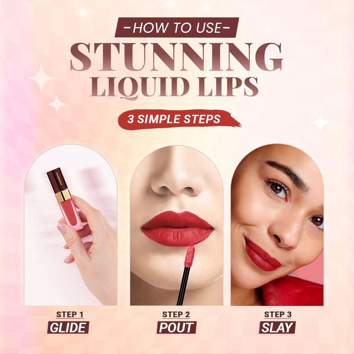 Charmacy Milano Stunning Longstay Liquid Lipstick (Bare Beauty 02) - 5.6 ml, Velvet Intense Matte Finish, 12 Hours, Smudge Proof Lipstick, WaterProof Lipstick, KissProof, One Swatch Application