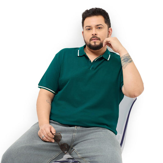 Urbano Plus Men's Teal Green Solid Regular Fit Half Sleeve Cotton Polo T-Shirt (pluspolosolcntipp-03-tealgrn-3xl)