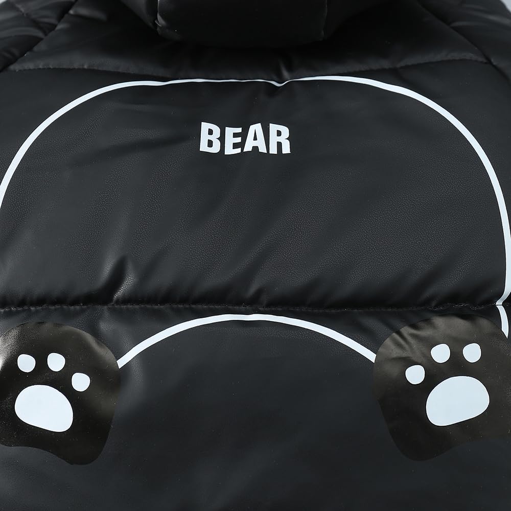 Hopscotch Boys Full Sleeves Black Bear Ear Hood Puffer Jacket For Ages (3-4 Years)