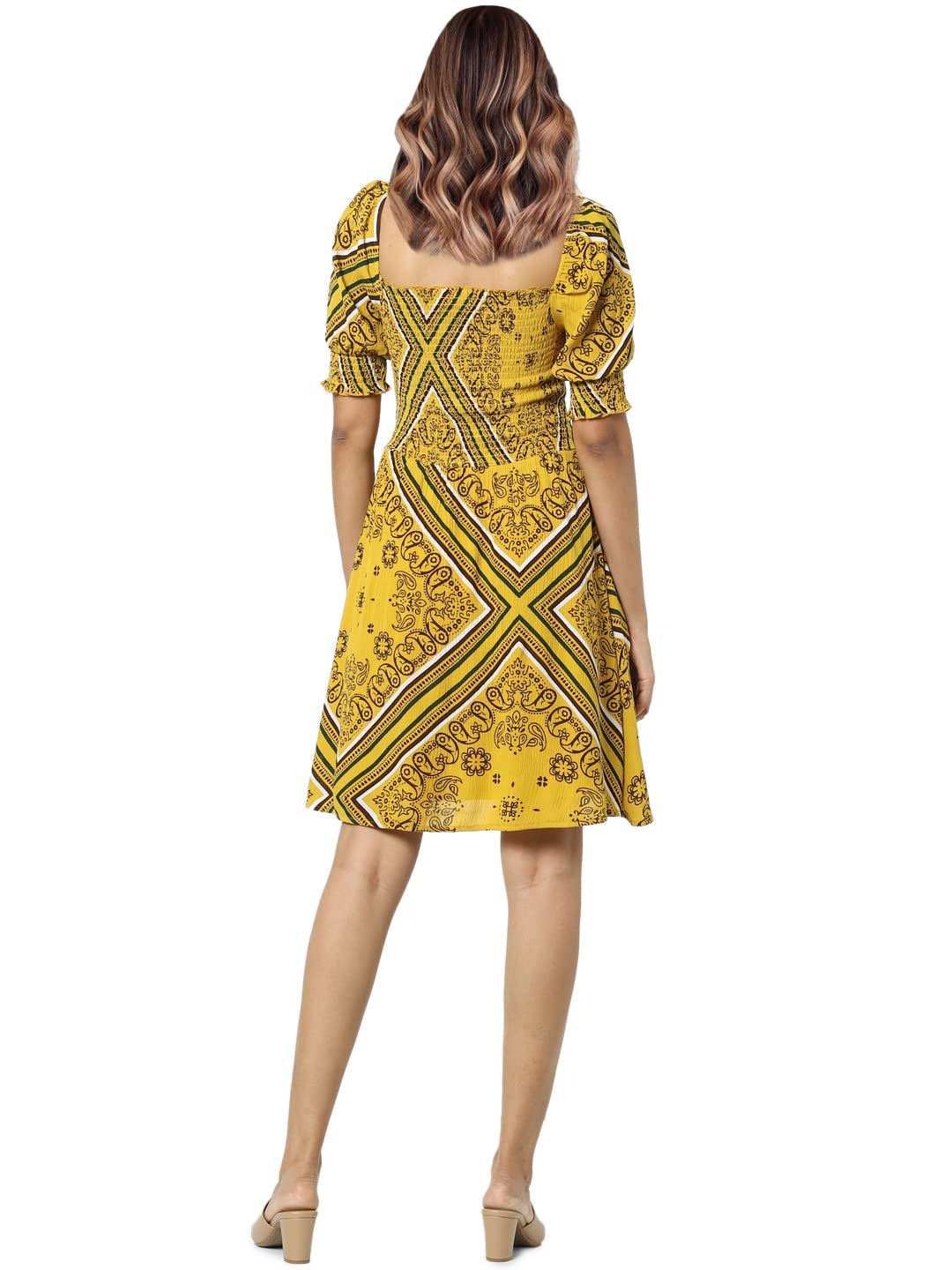 Only Women's Viscose Shift Mini Dress (15280952-Arrowwood_Yellow_40)