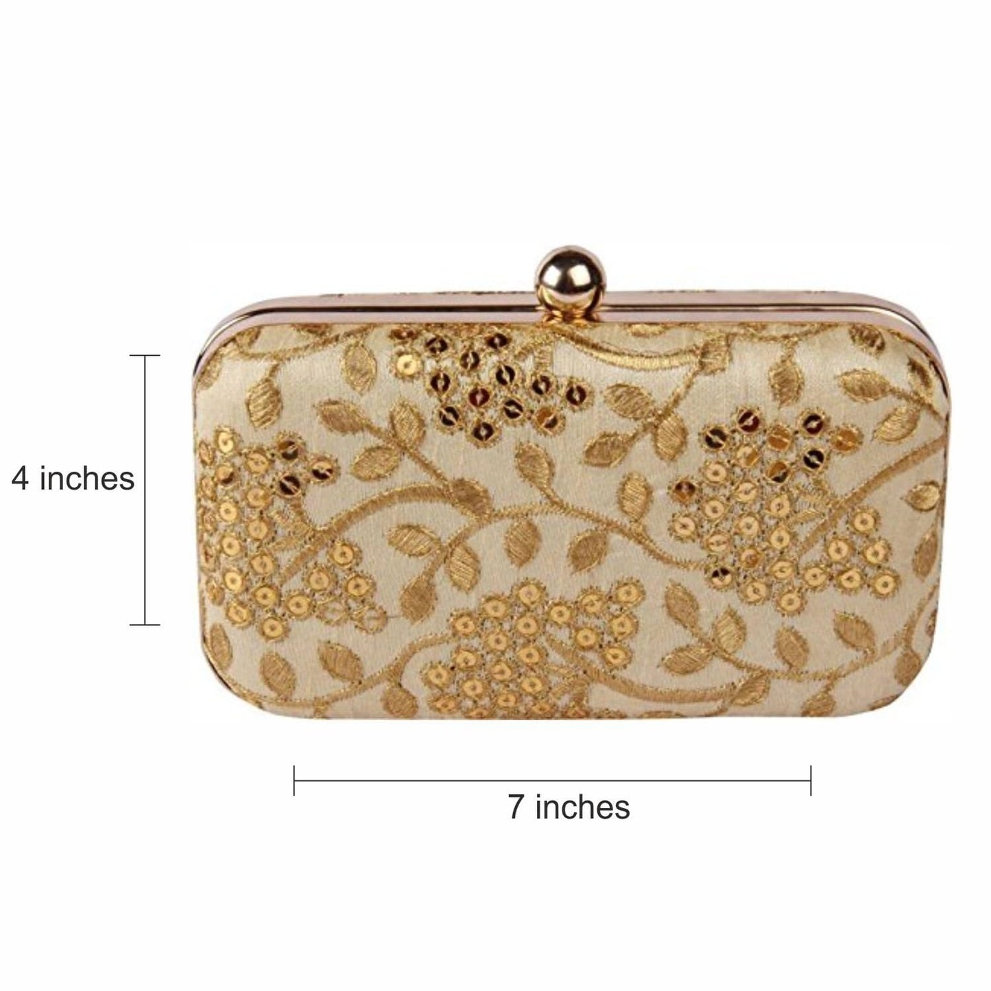 TOOBA Women's Handcrafted Beautiful Bling Box Clutch Bag Beige