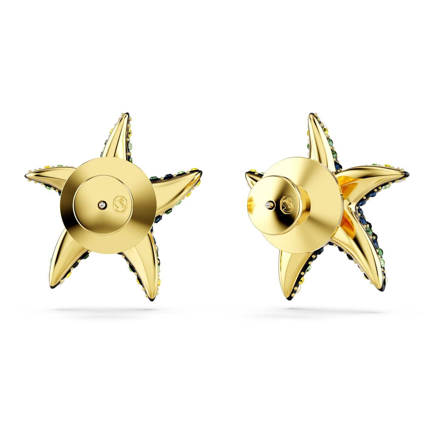 Swarovski Idyllia stud earrings, Starfish, Small, Multicolored, Gold-tone plated
