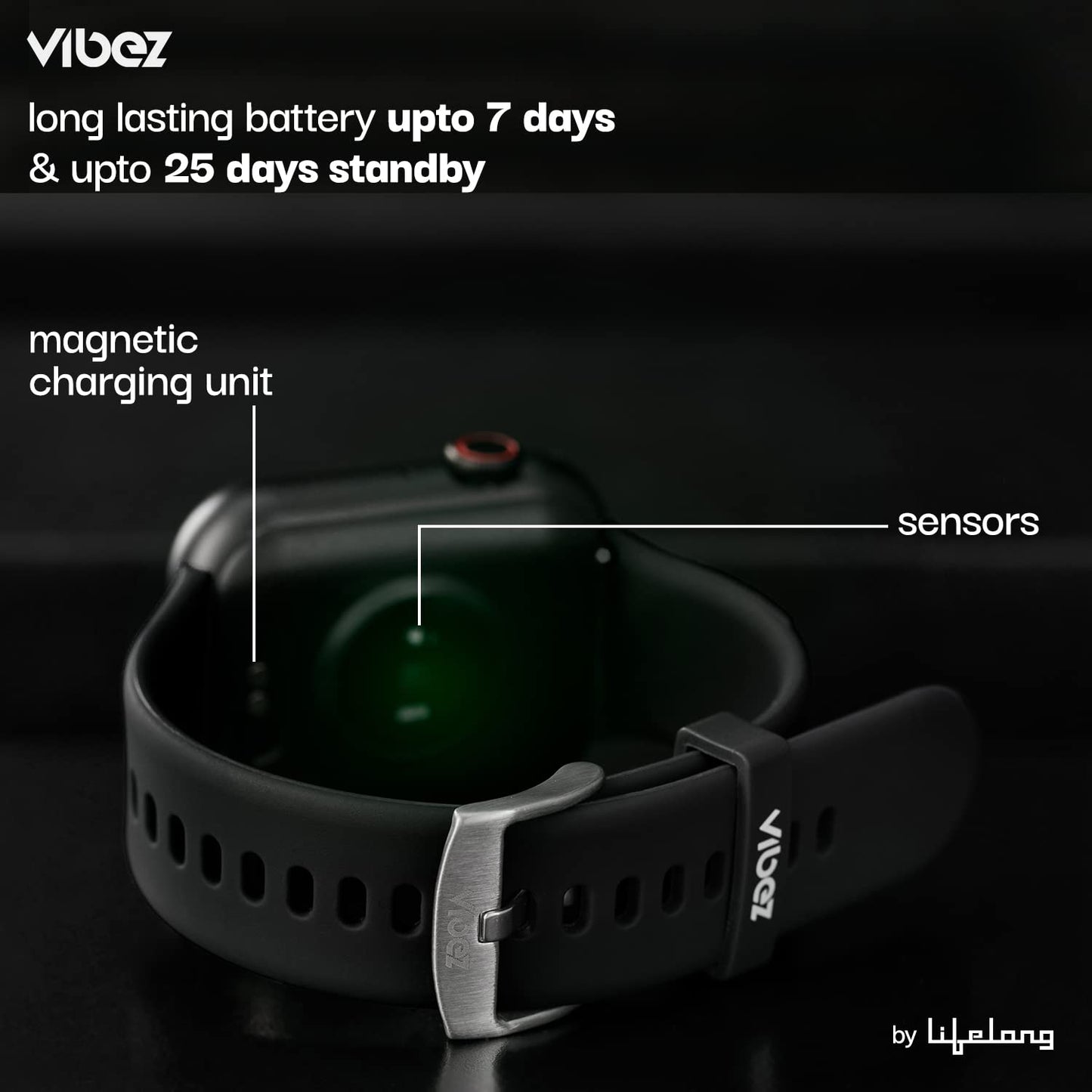 Vibez by Lifelong Smartwatch for Men|1.85" HD Display|One Watch .Two Straps|Bluetooth Calling, Multiple Watch Faces,Health Tracker,7-Day Battery (VBSWM180,Hype Series)