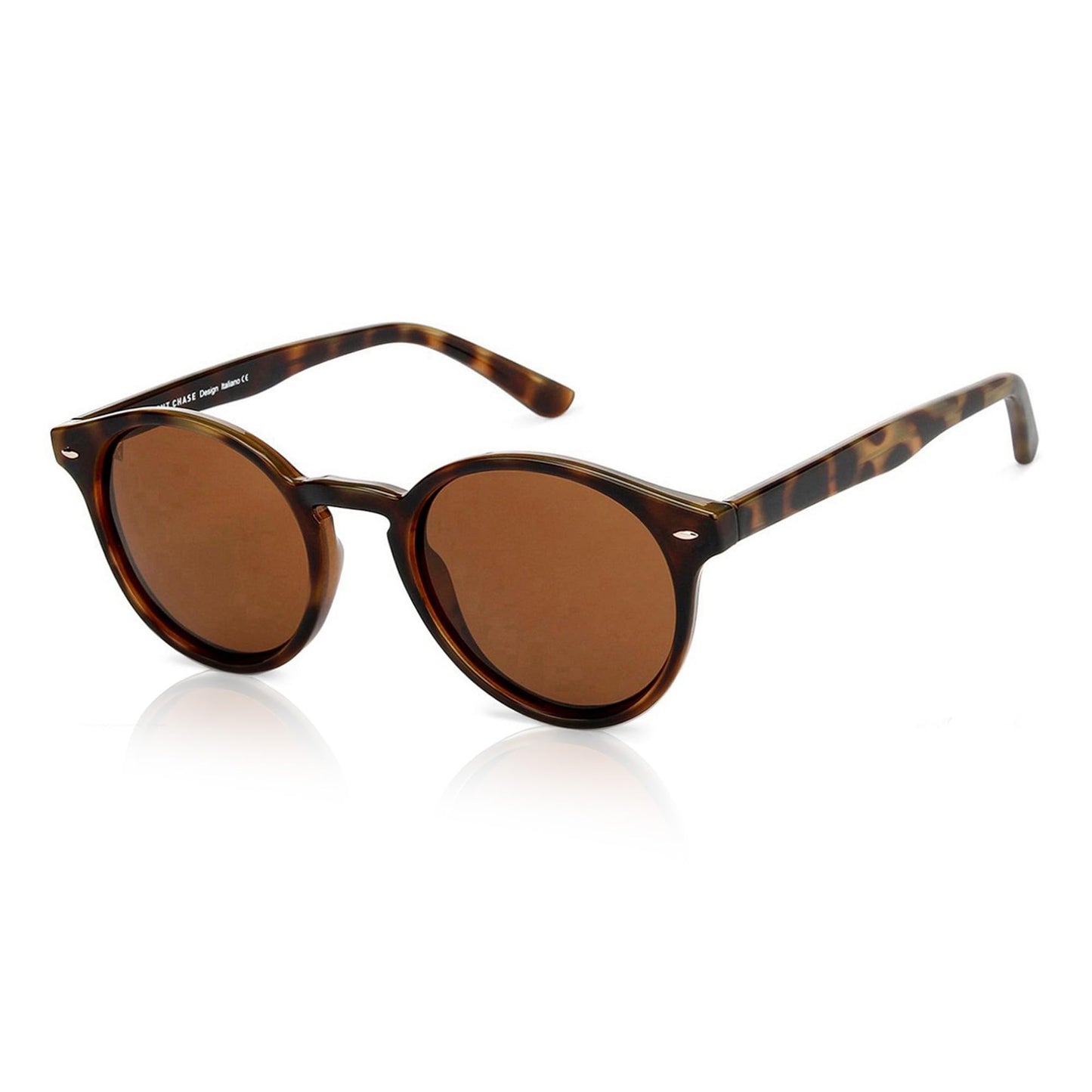 VINCENT CHASE EYEWEAR Adult's Round Sunglasses Tortoise Frame, Brown Lens (Large)