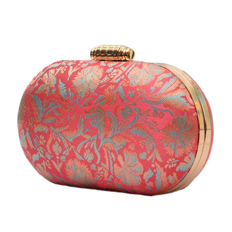 Artklim Pink-White Elongated Oval Clutch