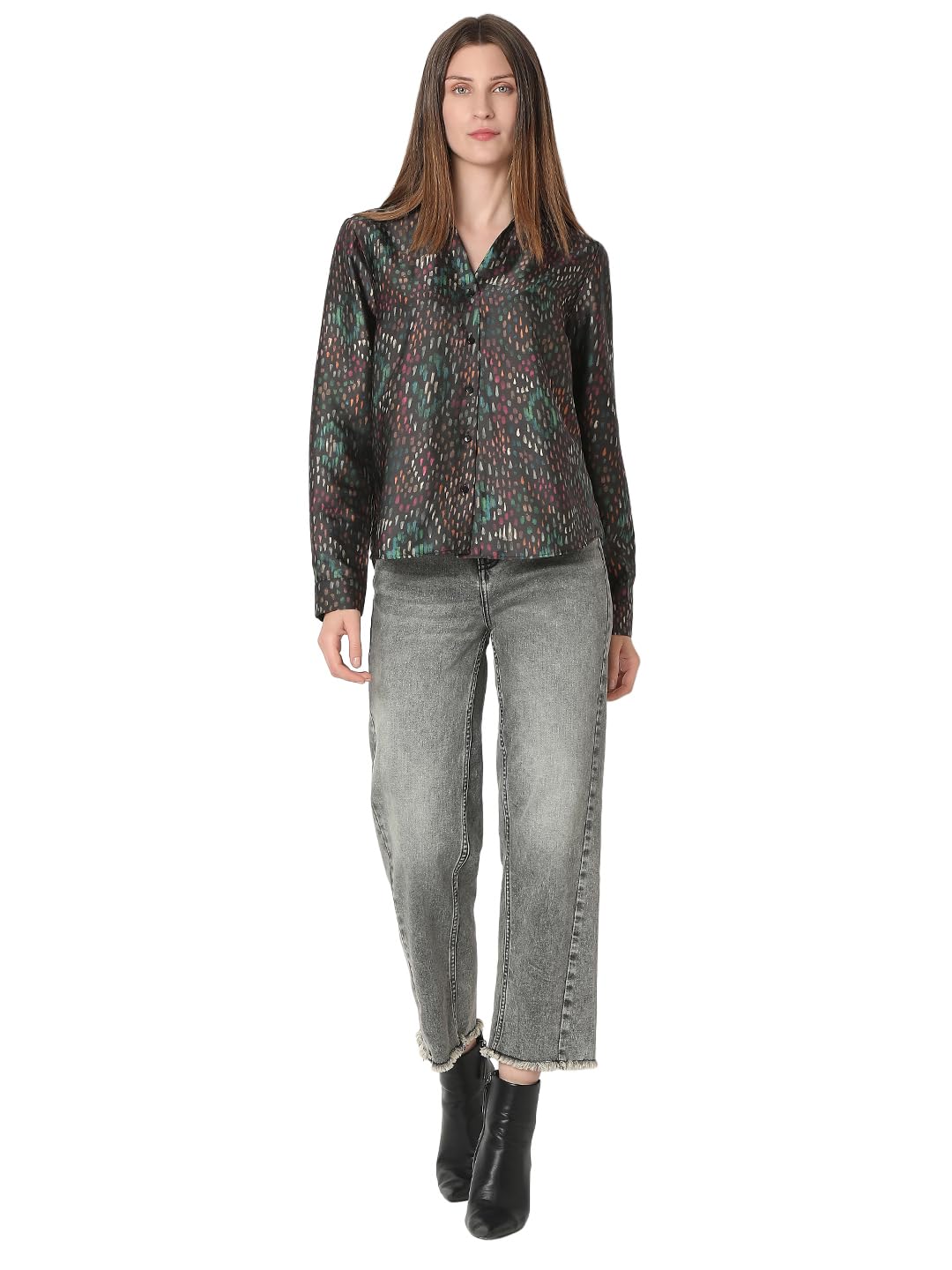 VERO MODA Women's Regular Fit Black Shirt