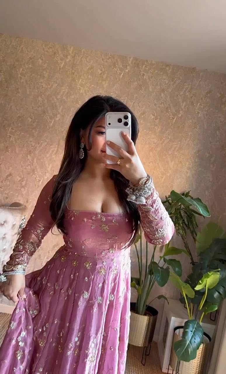 Women's Gown | Embroidery Work | Embroidered Heavy Fandy Silk Outfit | Designer Embroidered Dress with Dupatta || Long Sleeve Gowns (in, Alpha, L, Regular, Women, Light Purple)