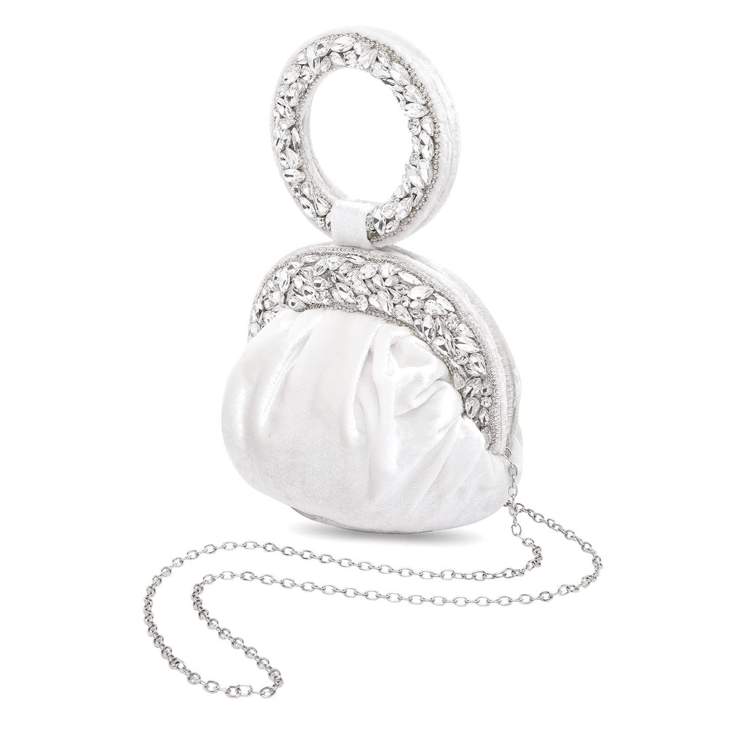 Peora White Potli Bags for Women Evening Bag Clutch Ethnic Bride Purse with Drawstring(P94W)