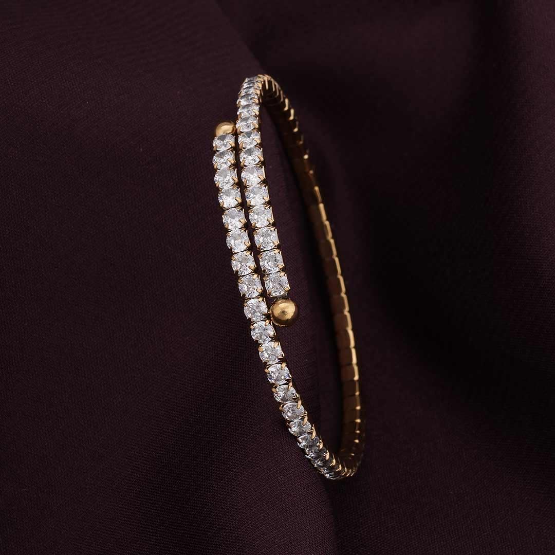 PALMONAS Sparkling Bangle Bracelet for Womens - Waterproof & Anti-Tarnish