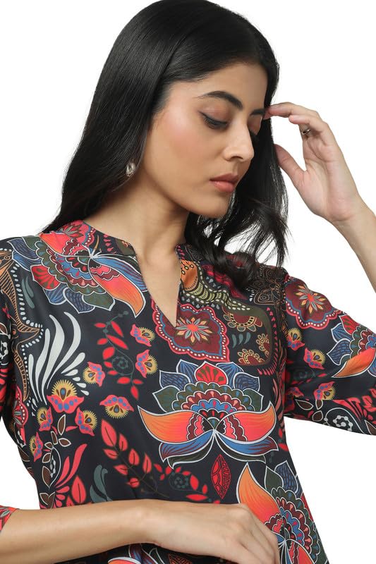 Soch Womens Black Crepe Ethnic Motifs Tunic