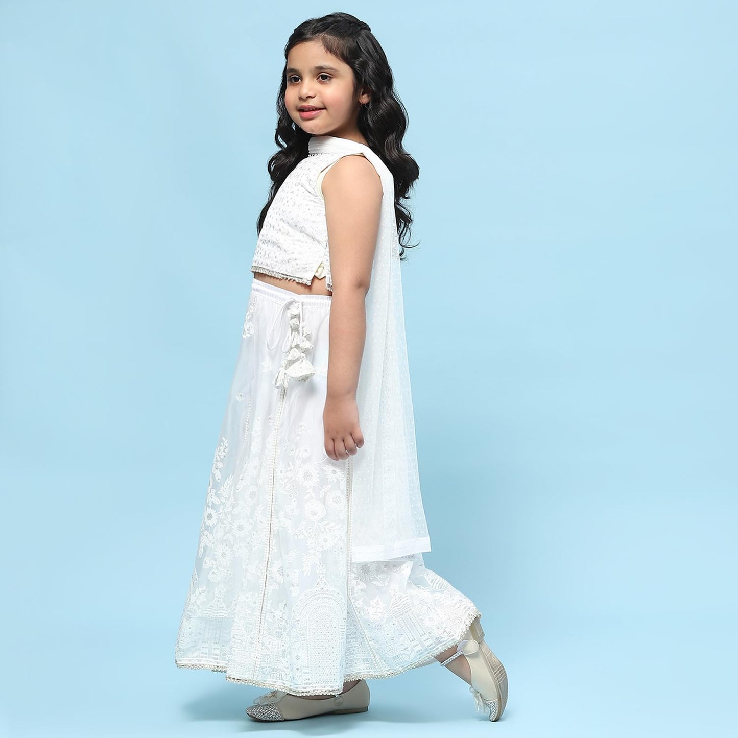 BIBA Girls PRINTED STRAIGHT KID(KWWHITE BLOOMS5769_WHITE_15)