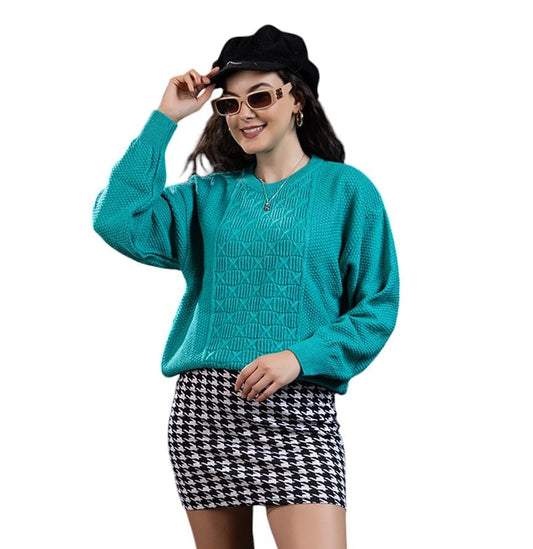 Style Dusk Women Pure Wool Pullover Sweater Regular Fit for Winter Wear | Full Sleeve | Stylish Cable Design Sweater Crafted with Modern Clothing for Winter Season (in, Alpha, M, Frozi)