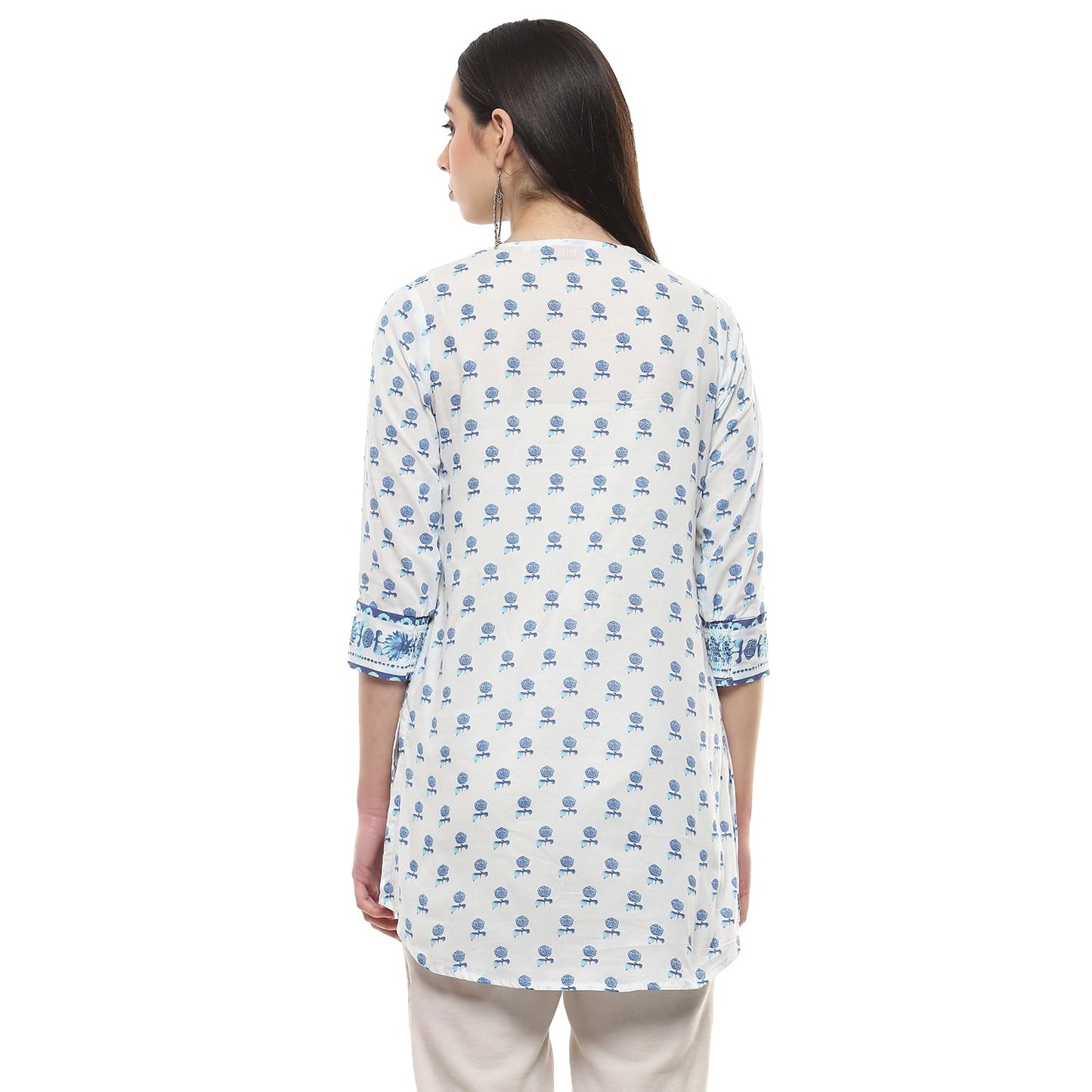 BIBA Women Cotton Printed Regular Fit Short_Kurta Mix and Match(Summer Staples Collection20265_White_36)