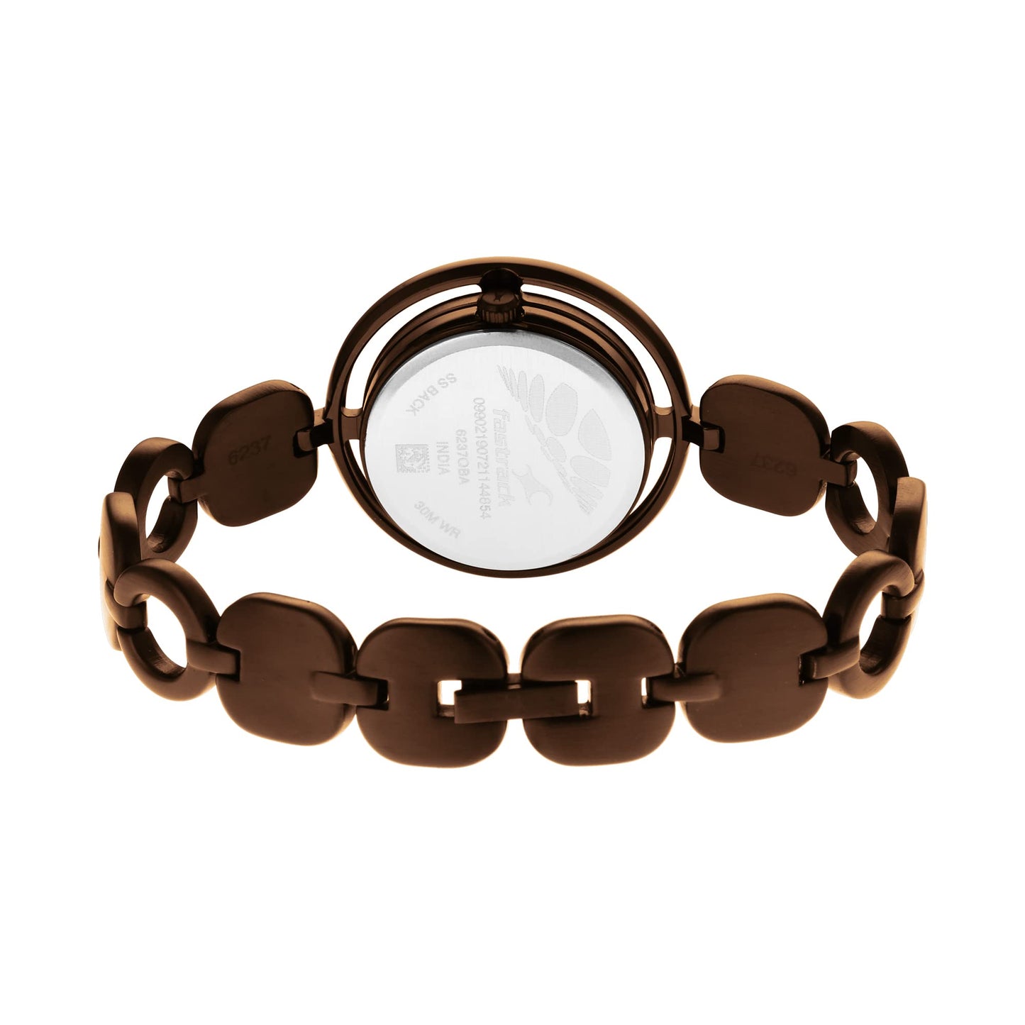 Fastrack Glitch Quartz Analog Brown Dial Metal Strap Watch for Girls-NS6237QM01/NT6237QM01