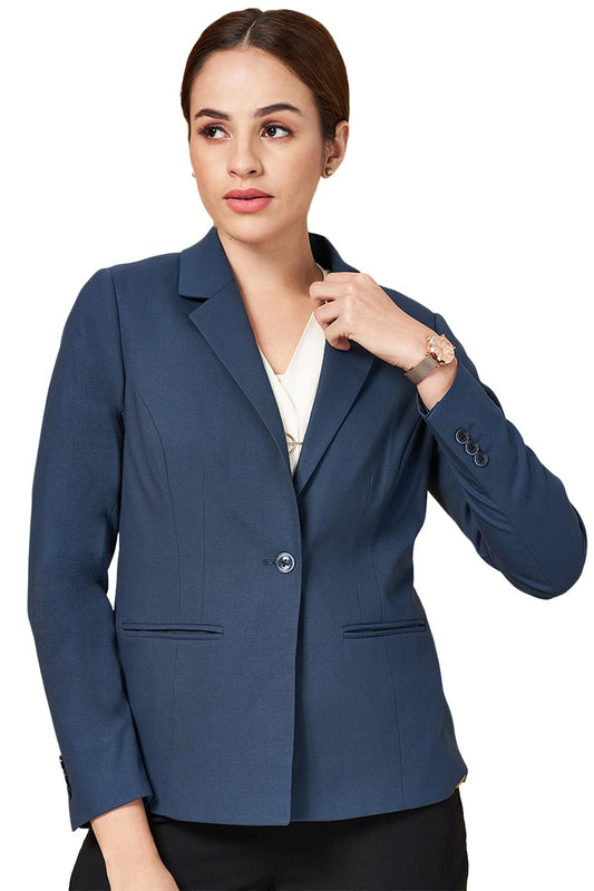 Annabelle by Pantaloons Women's Classic Regular Blazer (110143239003_Teal