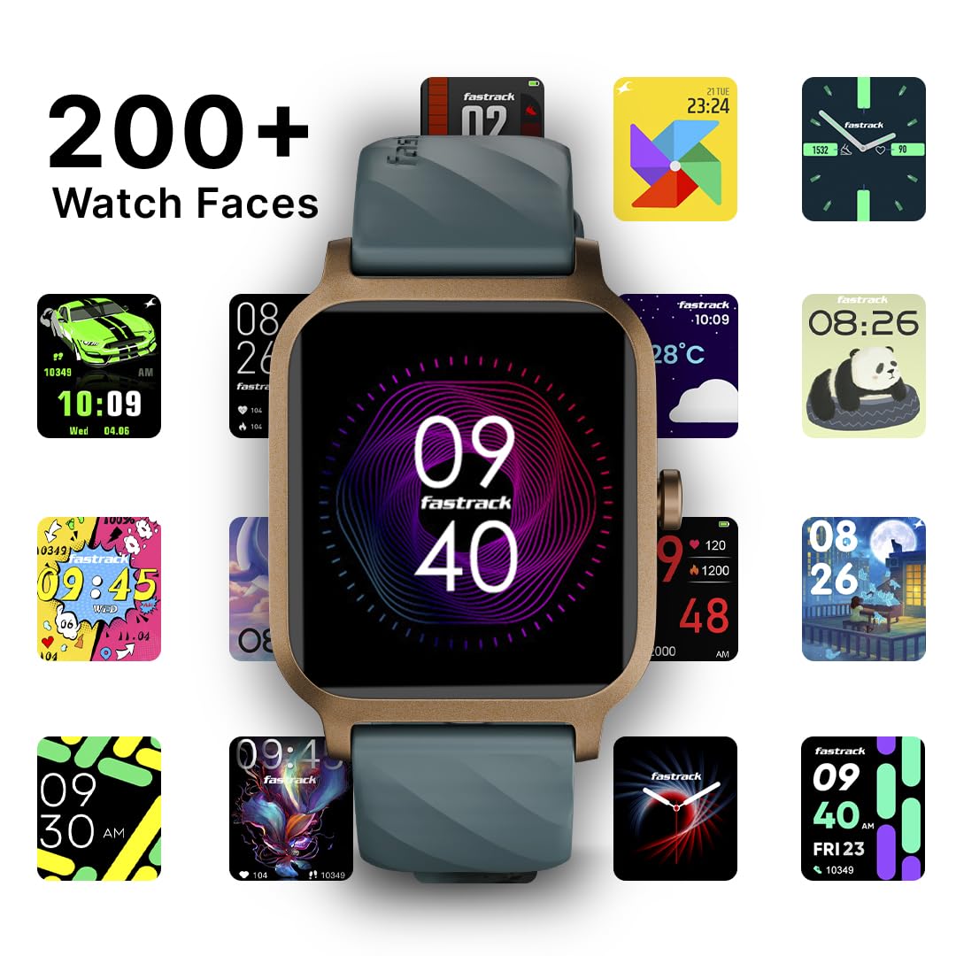 Fastrack FS1 Smart Watch, 1.83'' UltraVU Display, Working Crown,SingleSync BT Calling, Fast Charge, 110+ Sports Mode, 200+ WatchFaces, IP68 Smartwatch, All-Round Health Tracking, Upto 5 Days Battery
