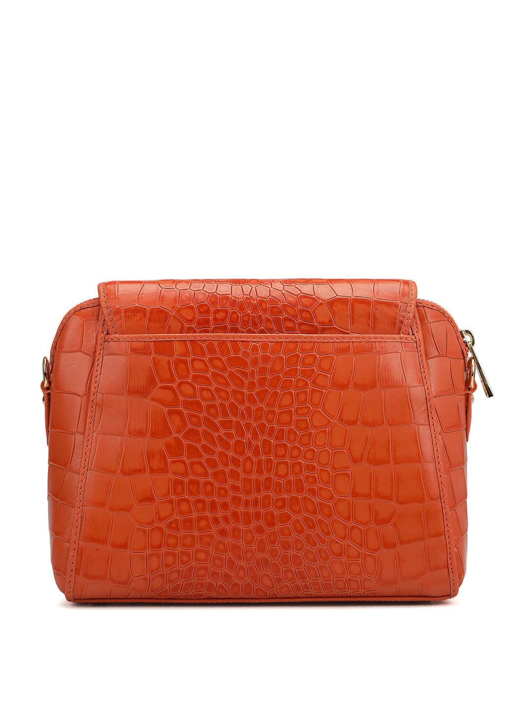 Da Milano Genuine Leather Orange Sling Bag (LSB-01437) (Small)