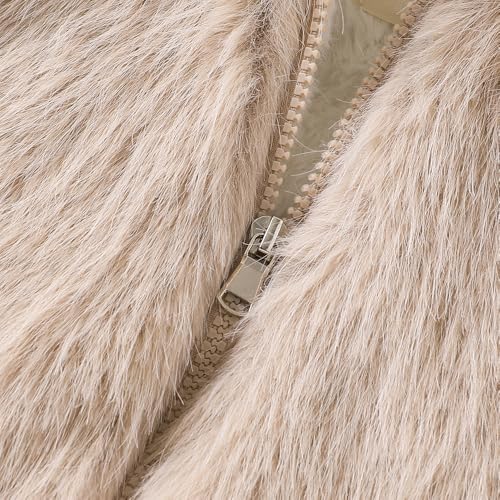 Hopscotch Girls Full Sleeves Brown Animal Applique Fur Jacket For Ages(18-24 Months)