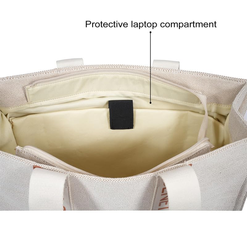 United Colors of Benetton Women's Giada Canvas Tote Bag - Off White & Tan | Spacious Everyday Tote with Zipper | Stylish Handbag for Women | Ideal for Gifting