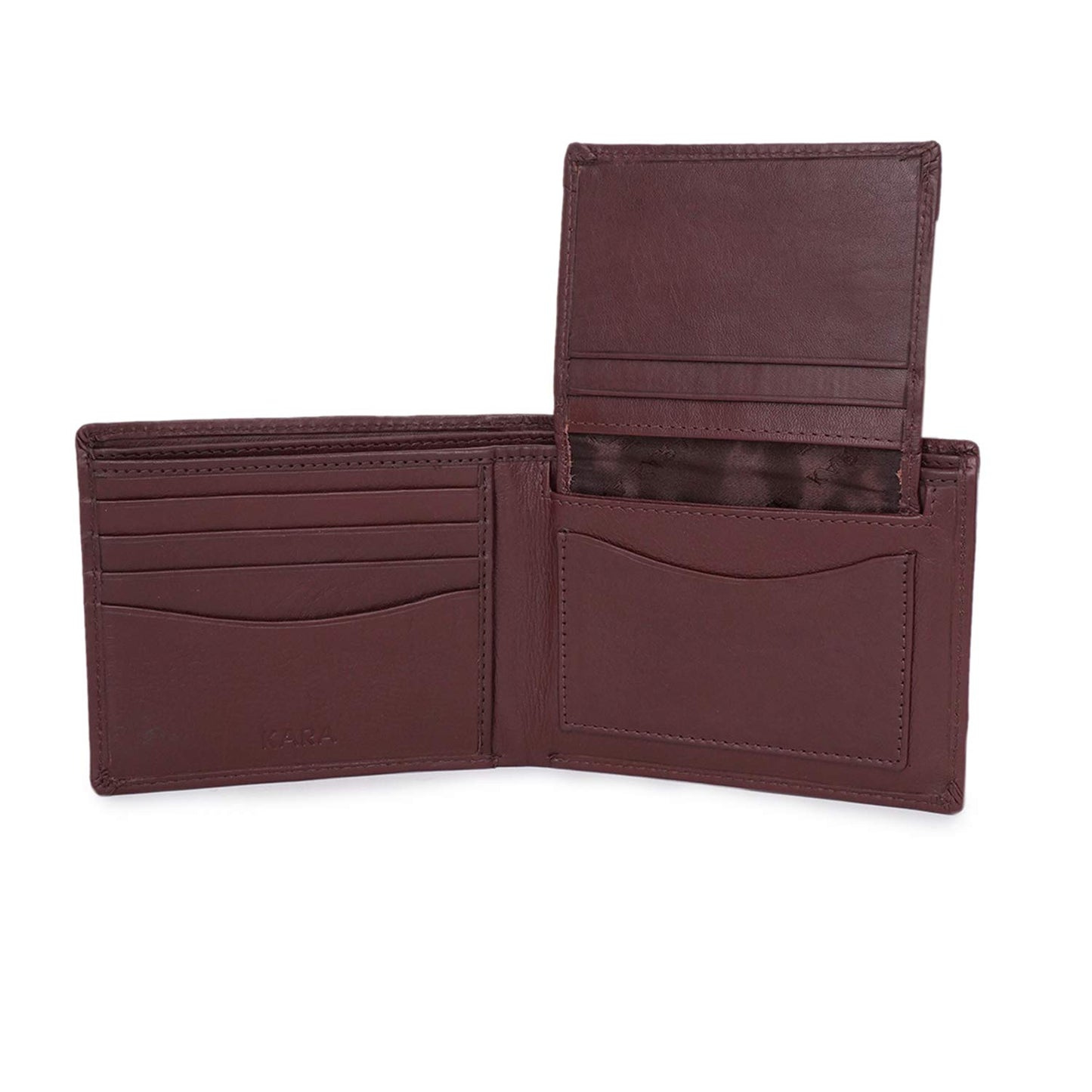 KARA Tan Bifold Genuine Leather Wallet for Men - Men's Wallet with Detachable Credit/Debit Card Holder