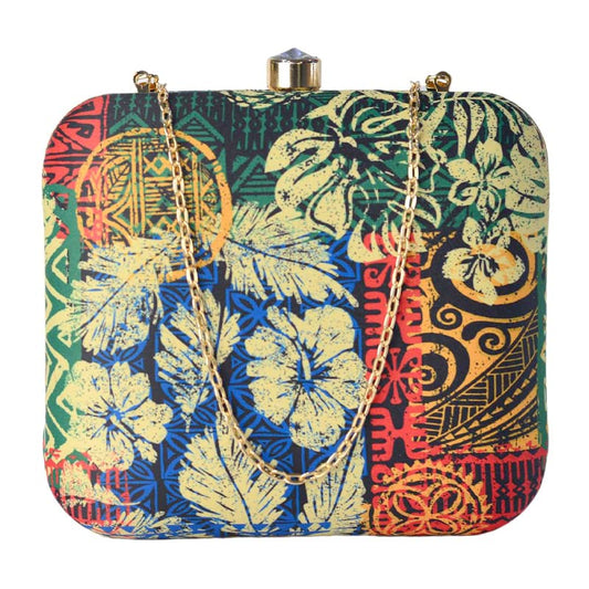 Artklim Block Print Floral Clutch