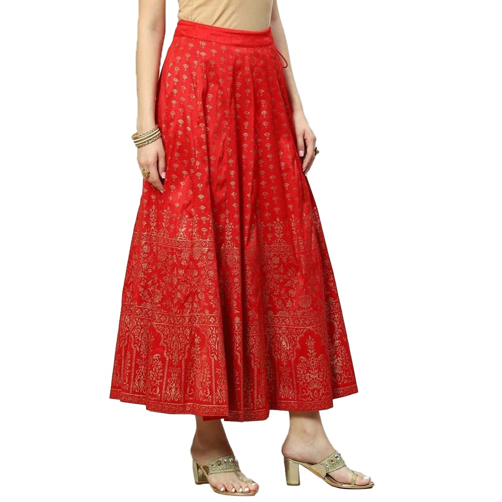 BIBA Women Printed Flared Mix and Match(SKIRTS/T18787_RED_S)