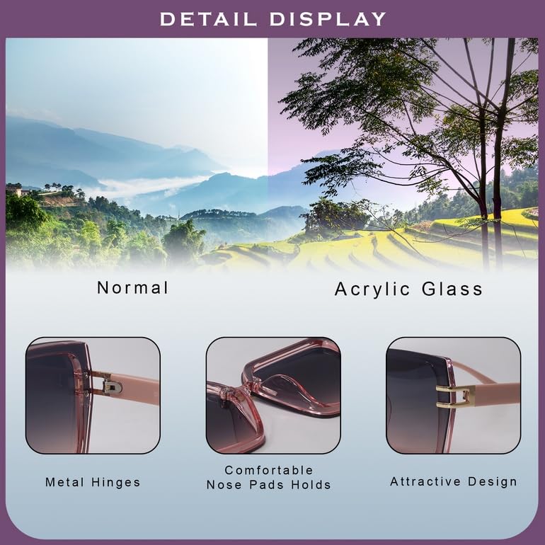 HASHTAG EYEWEAR Latest & Stylish Sunglasses for Women | Fashionable & Lightweight Eyewear, 100% UV Protected Sunglass with Maximum Clarity (Pink)