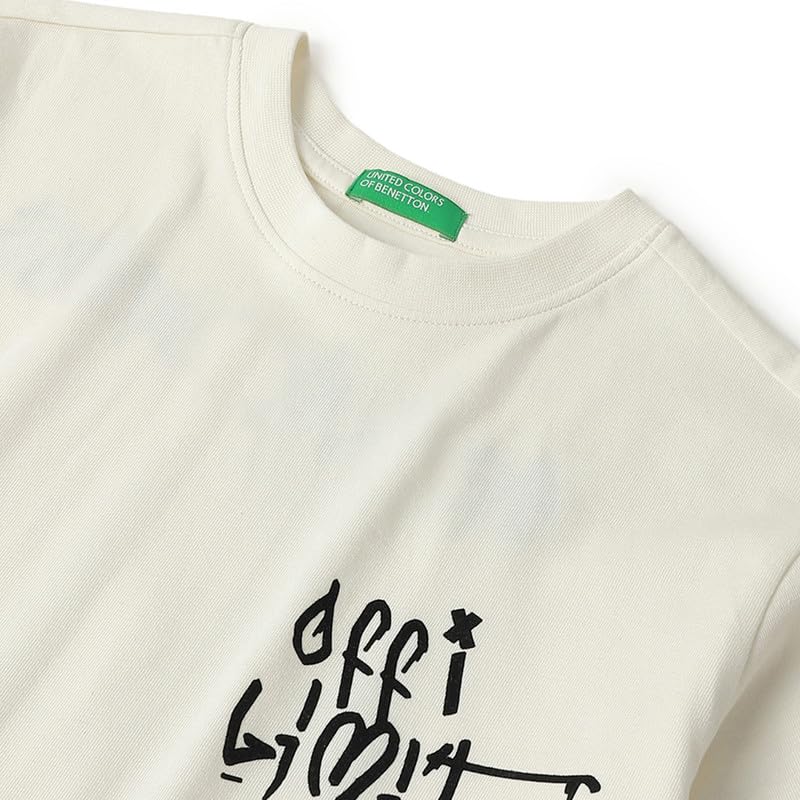 United Colors of Benetton Relaxed Fit Round Neck Printed Me and My Dawgs Grafitti T-Shirt