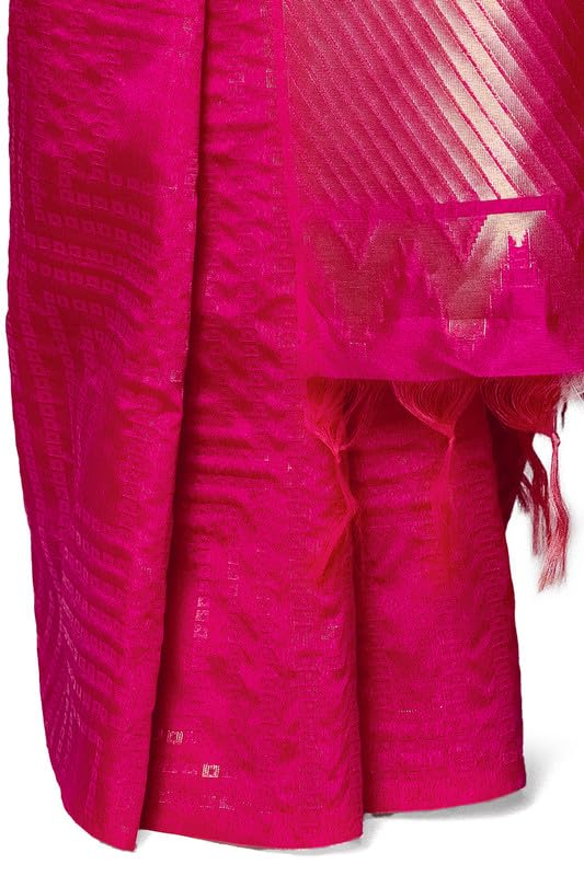 Soch Womens Fuchsia Tussar Zari Woven Saree with Tasselled Border