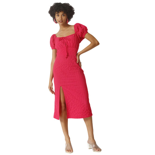 Campus Sutra Women Stylish Casual Midi Dresses Red